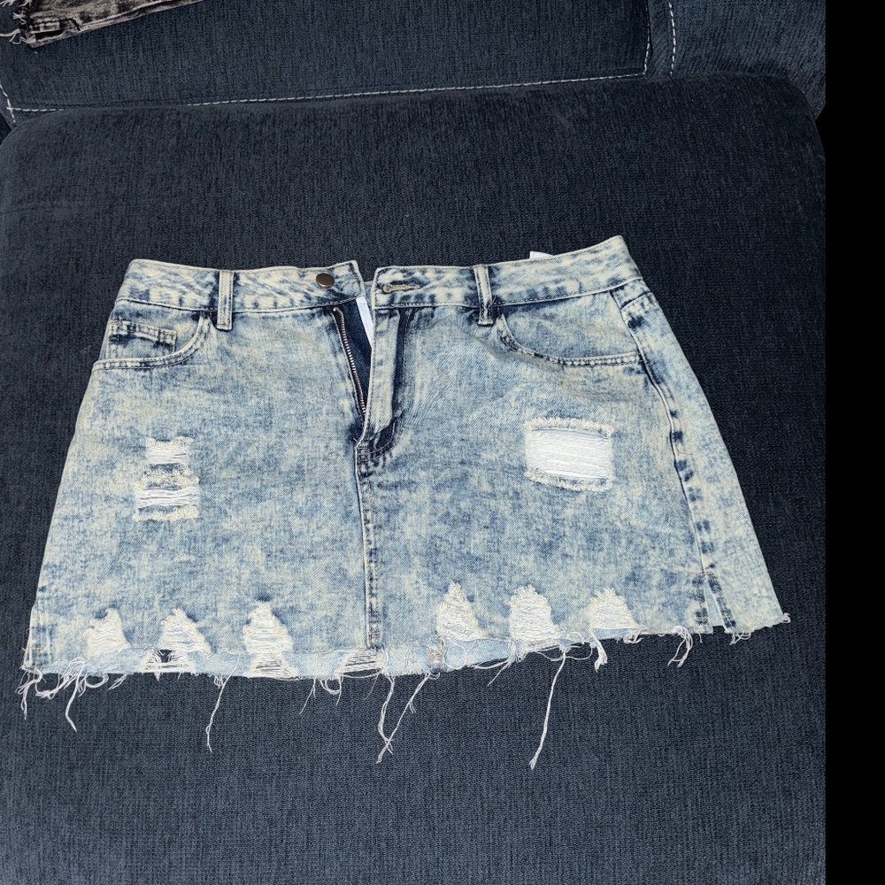 Blue Denim Mini Skirt